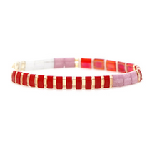 Load image into Gallery viewer, The Finest Red And Pink Love - Glass Miyuki Stretch Bracelet
