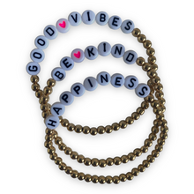 Load image into Gallery viewer, Happiness Letters Enamel Bead Stretch Bracelet 1pc
