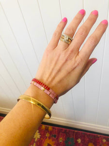 The Finest Red And Pink Love - Glass Miyuki Stretch Bracelet
