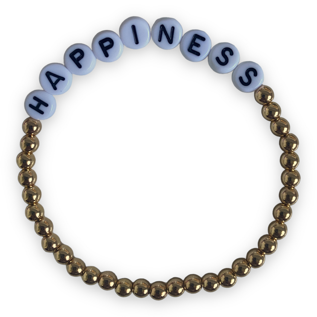 Happiness Letters Enamel Bead Stretch Bracelet 1pc