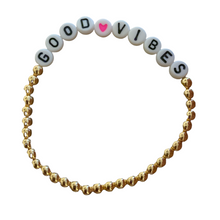 Load image into Gallery viewer, Good Vibes Letters Enamel Bead Stretch Bracelet 1pc
