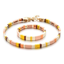 Load image into Gallery viewer, Gypsy Enamel Tile Necklace + Bracelet 2pc Set - Neutrals
